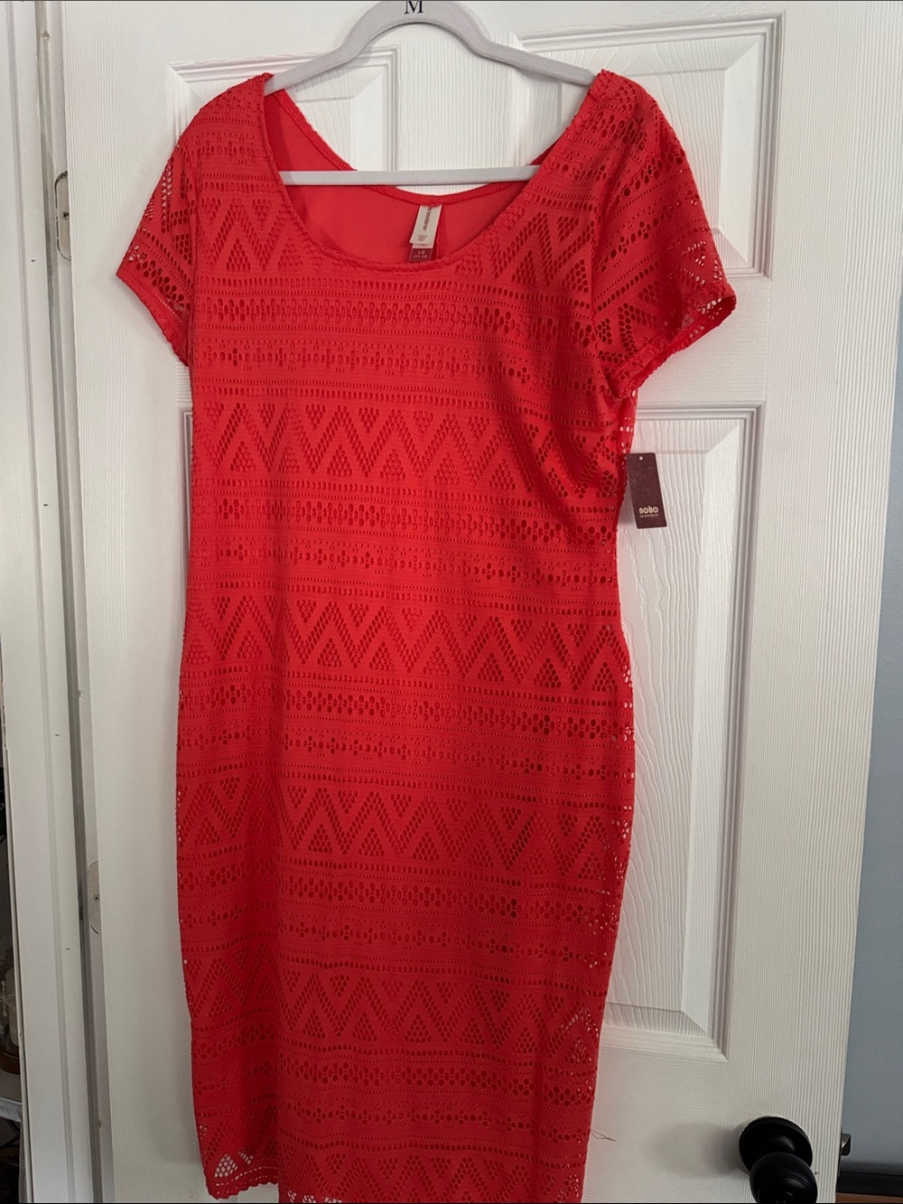 NOBO Red Crochet Shift Dress